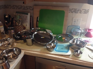 Some of the pots and pans and utensils